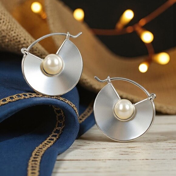 ๐Modern Minimalist Trendy Stainless Steel Earrings With Faux Pearl Accent - Picture 9 of 12